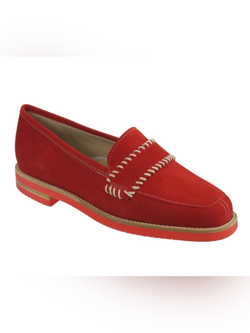 Ron White Quinn Cashmere Red Suede Loafers with rubber soles made in Italy 🇮🇹